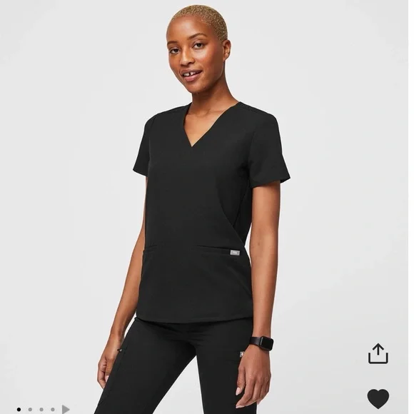 Figs Women's XXL Casma Black Scrub Top - Picture 4 of 7